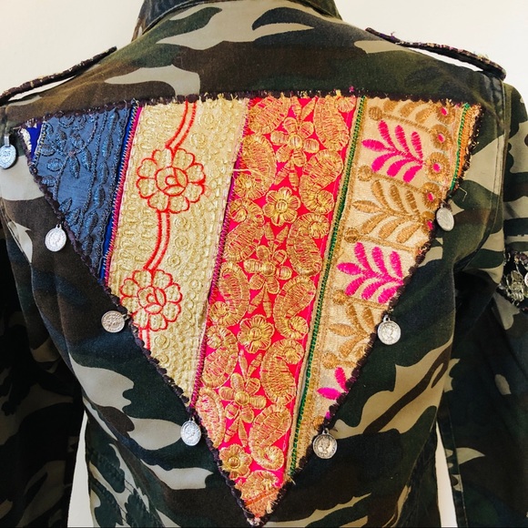 🎉HP🎉Beautiful Stories Embellished Camo Jacket, Sz XS - Picture 4 of 14